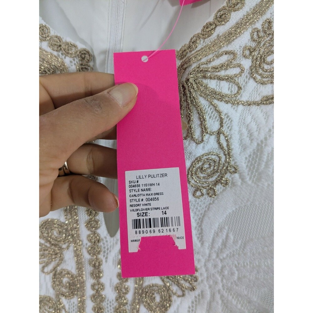 Lilly Pulitzer NWT Carlotta Maxi Dress White Wildflower Lace Size 14 Resort - Picture 4 of 8